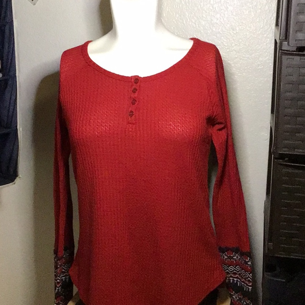Red pink rose lounge shirt size medium